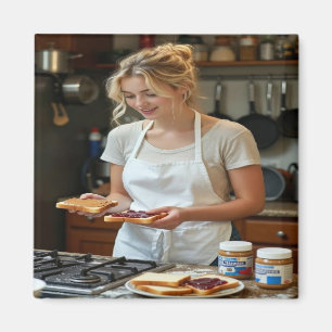 Aimant Sandwich beurre de cacahuète et gelée personnalisé