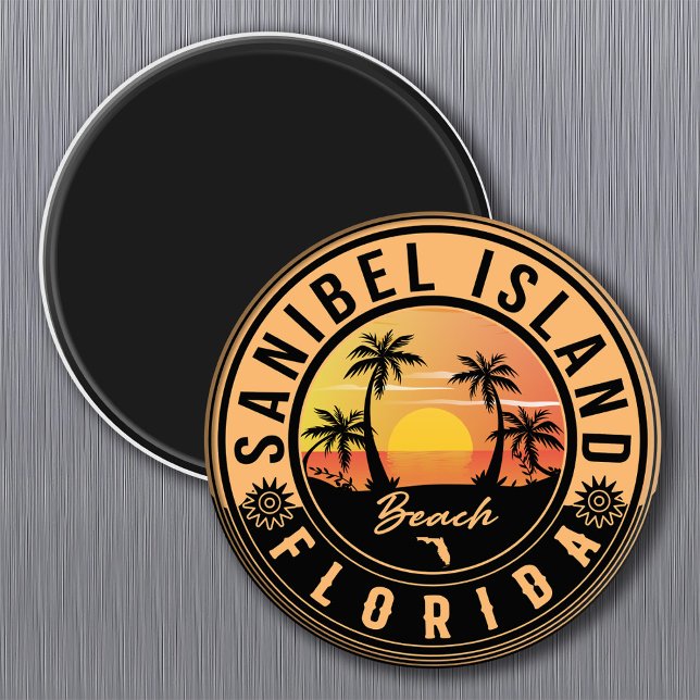 Aimant Sanibel Island Florida Retro Sunset Souvenirs (Créateur téléchargé)