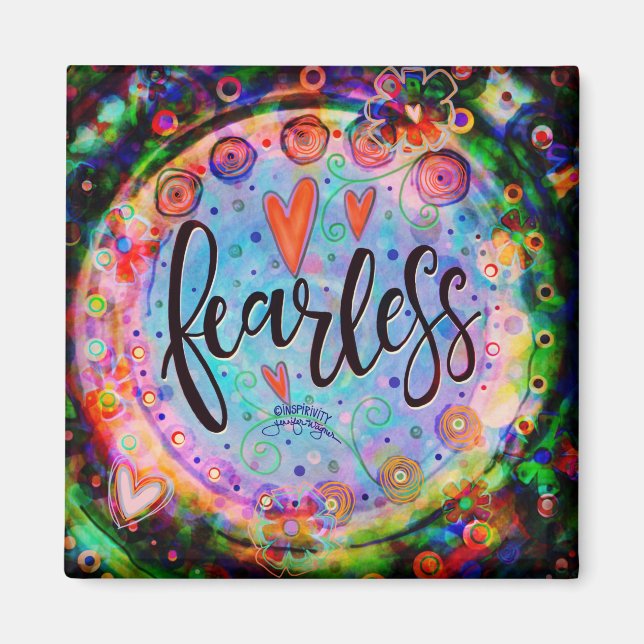 Aimant Sans peur Joli Floral tendance UN MOT Inspirivity (Devant)