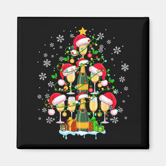 Aimant Santa Champagnes As Christmas Tree Matching Drinke (Devant)