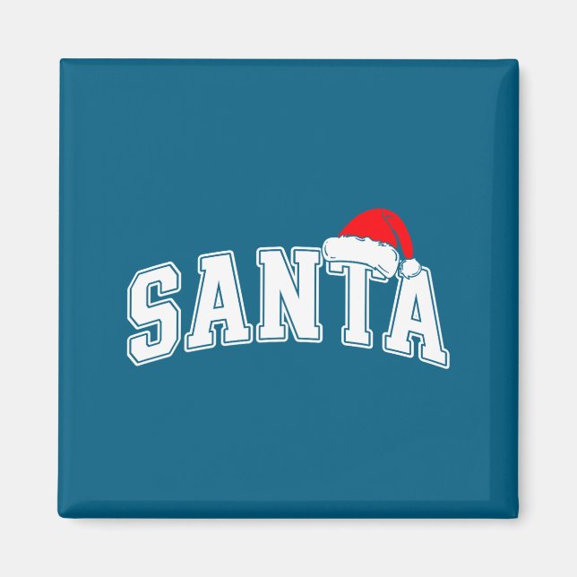 Aimant Santa Christmas Varsity Text With Hat Family Xmas  (Devant)
