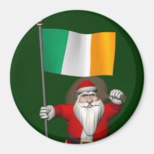 Aimant Santa Claus Avec L'Ensigne D'Irlande