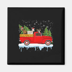 Aimant Santa Claus Caravane de chèvre Camion Rouge Arbre