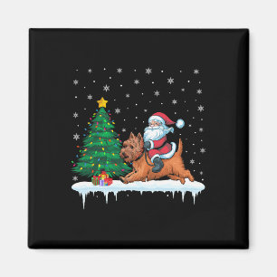 Aimant Santa Claus équitation Cairn Terrier Chiens Garçon