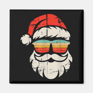 Aimant Santa Face Rétro Lunettes de Soleil Noël