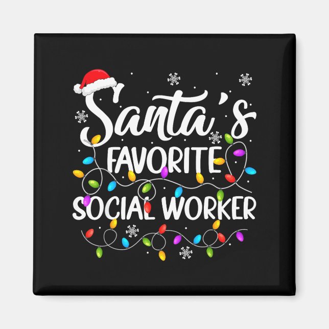 Aimant Santa Favorite Social Worker Christmas Lights Fami (Devant)