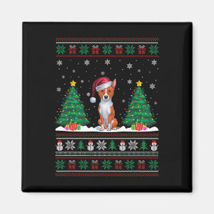 Aimant Santa Hat Basenji Chien Noël Lumières Arbre S