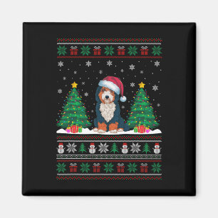 Aimant Santa Hat Bernedoodle Chien Noël Lumières Arbre de