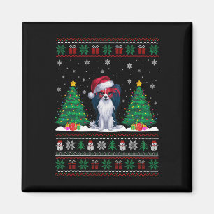 Aimant Santa Hat Papillon Chien Noël Lumières des arbres 