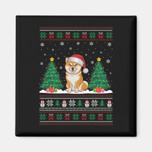 Aimant Santa Hat Shiba Inu Chien Feux de Noël