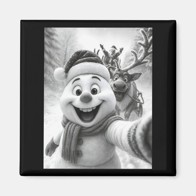 Aimant Santa Snowman Reindeer Taking A Selfie Photo Chris (Devant)
