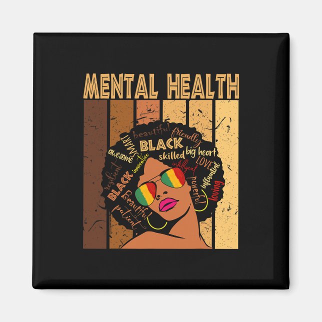 Aimant Santé mentale Afro-Africain-Américain Noir Histoir (Devant)