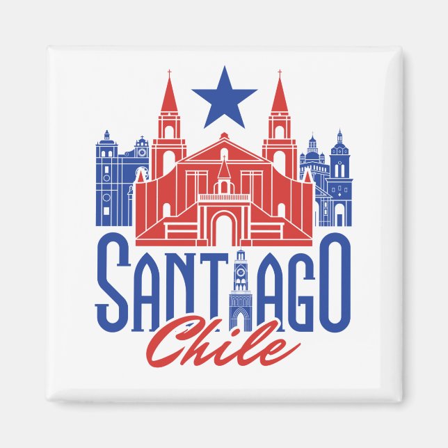 Aimant Santiago Chili Souvenir chilien vacances voyage (Devant)
