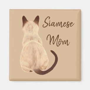 Aimant Sasha Siamese Chat Maman Kitty Regarder vers le pa