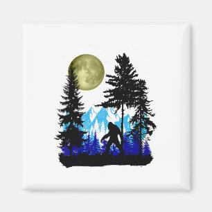 Aimant Sasquatch se cachant sous la pleine lune pour aman