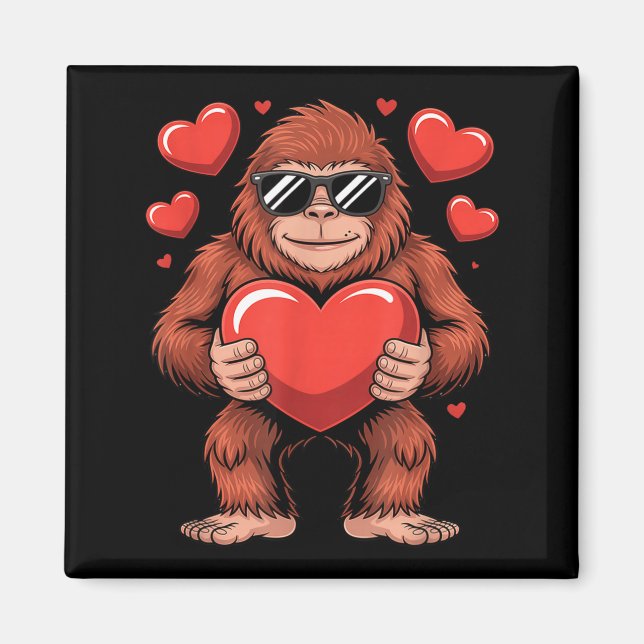 Aimant Sasquatch Valentine's Day - Bigfoot Heart Sungles  (Devant)