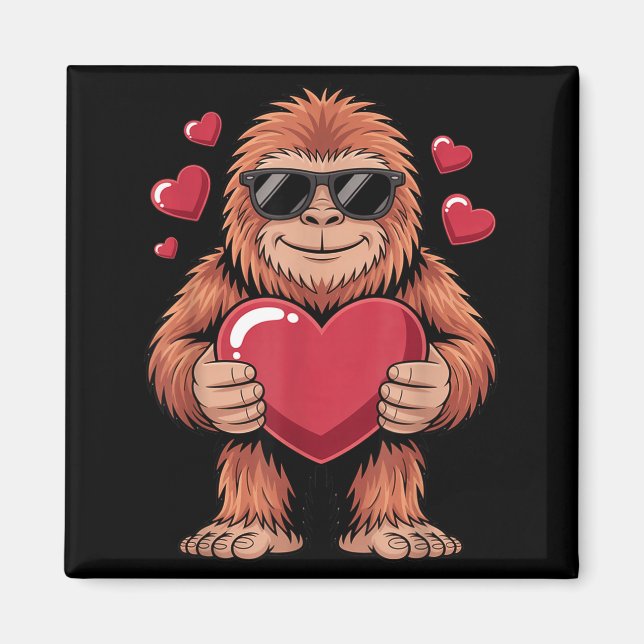 Aimant Sasquatch Valentine's Day - Bigfoot Heart Sungles  (Devant)