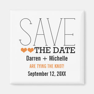 Aimant Sassy Typographie Enregistrer l'aimant Date, Orang