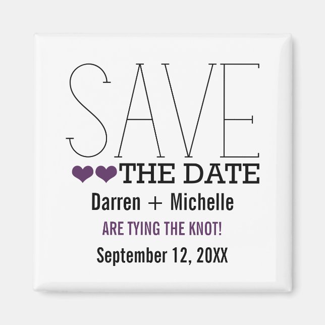 Aimant Sassy Typographie Enregistrer l'aimant de date, vi (Devant)