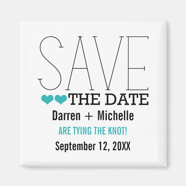 Aimant Sassy Typography Save the Date Magnet, Aqua (Devant)