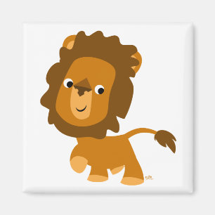 Aimant satisfait de lion de bande dessinée
