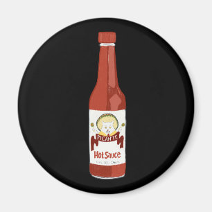 Aimant Sauce chaude épicée Chat Sombrero Amusant sur noir