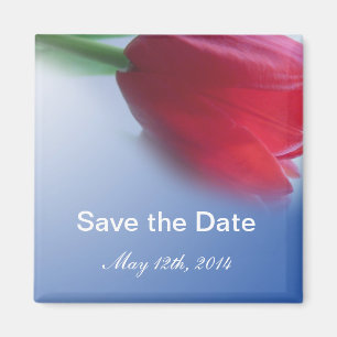 Aimant Sauvegarder la date, fleur de tulipe rouge unique