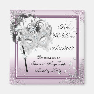 Aimant Sauvegarder la date Quinceanera Sweet 16 Masquerad
