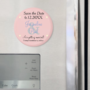 Aimant Sauvegarder la date Rose Bleu Pastels