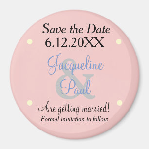 Aimant Sauvegarder la date Rose Bleu Pastels