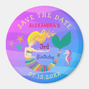 Aimant Sauver la date d'anniversaire Mermaid mignonne