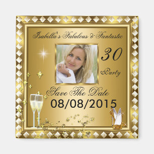 Aimant Sauver la date Fabulos 30 Photo Or Glam Anniversai