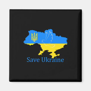 Aimant Sauver l'Ukraine Soutien Dove Paix Carte ukrainien