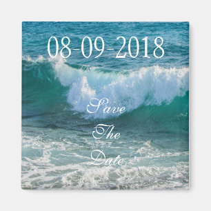Aimant Sauvez La Date, Mer Océan Vagues Eau Bleu Soleil