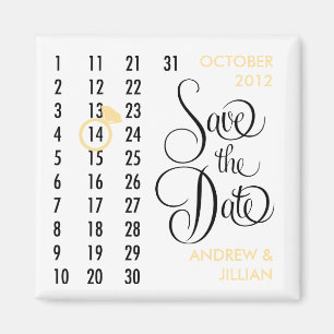 Aimant Sauvez la grille de calendrier de diamant de date