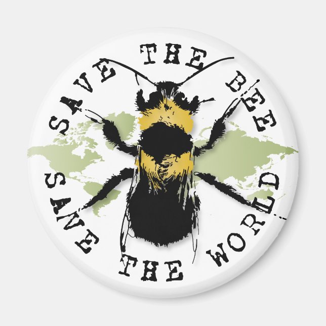 Aimant Sauvez L'Abeille...Sauvez Le Monde ! Réfrigérateur (Devant)