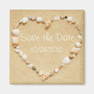 Aimant Sauvez l'aimant de coeur de coquillage de date