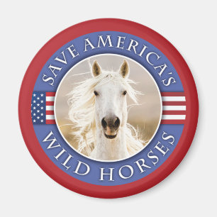 Aimant Sauvez l'aimant rond des chevaux sauvages de l'Amé