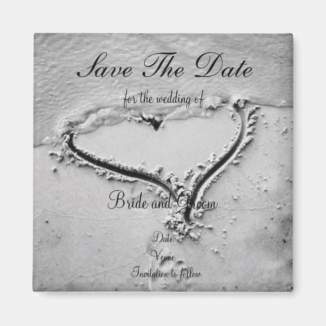 Aimant Sauvez le coeur de la plage de Date (Devant)