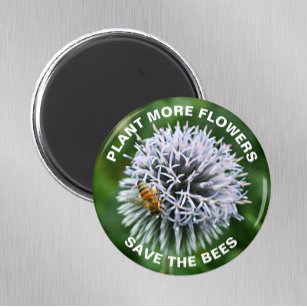 Aimant Sauvez les abeilles Globe Thistle Floral