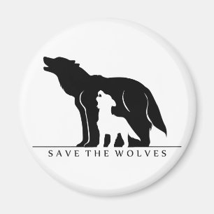 Aimant Sauvez les loups (ver blanc).
