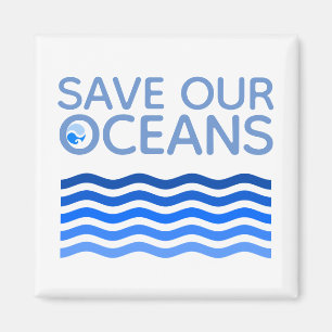Aimant Sauvez nos océans Blue Stylisé Earth Waves