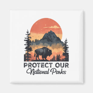Aimant Sauvez nos parcs nationaux Résister Service Bison