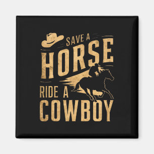 Aimant Sauvez Une Balade À Cheval Un Cowboy Drôle Rodeo H