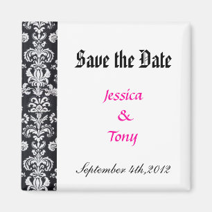 Aimant save the date,black damask