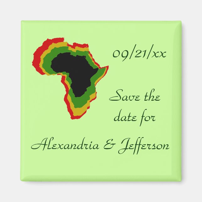Aimant "Save the Date" - Couleurs panafricaines (Devant)