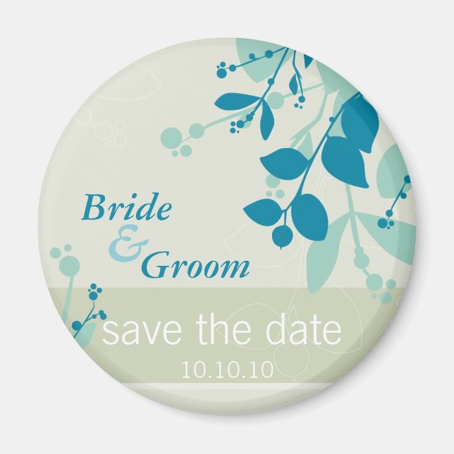 Aimant SAVE THE DATE :: nature - mousse turquoise (Devant)