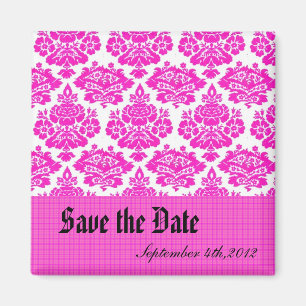 Aimant save the date,pink damask