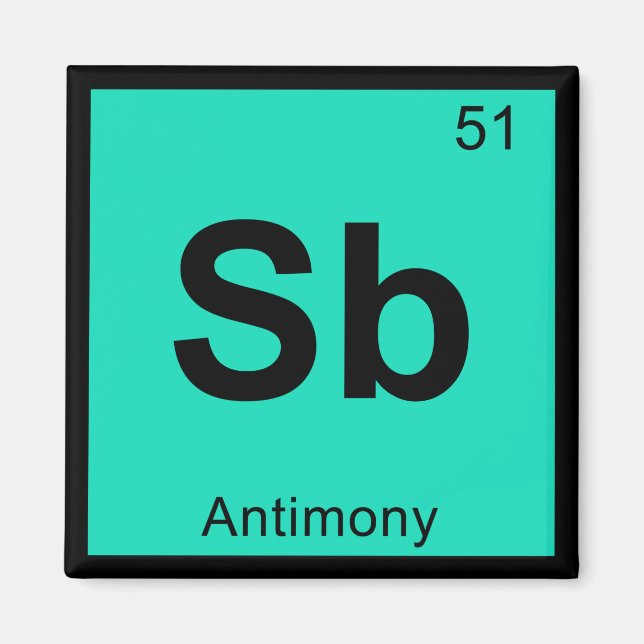 Aimant Sb - Symbole de tableau périodique de la chimie de (Devant)