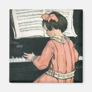 Aimant Scales de Jessie Willcox Smith, Piano Music Girl